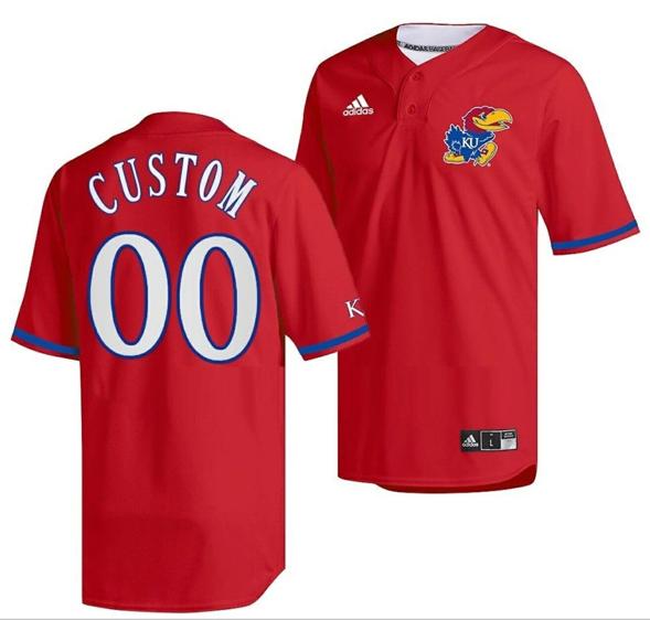 Men's Custom Kansas Jayhawks Baseball Jersey Name and Number NCAA College Red