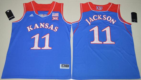 Men's Kansas Jayhawks #11 Josh Jackson NCAA Basketball Jersey Blue