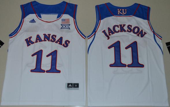 Men's Kansas Jayhawks #11 Josh Jackson NCAA Basketball Jersey White