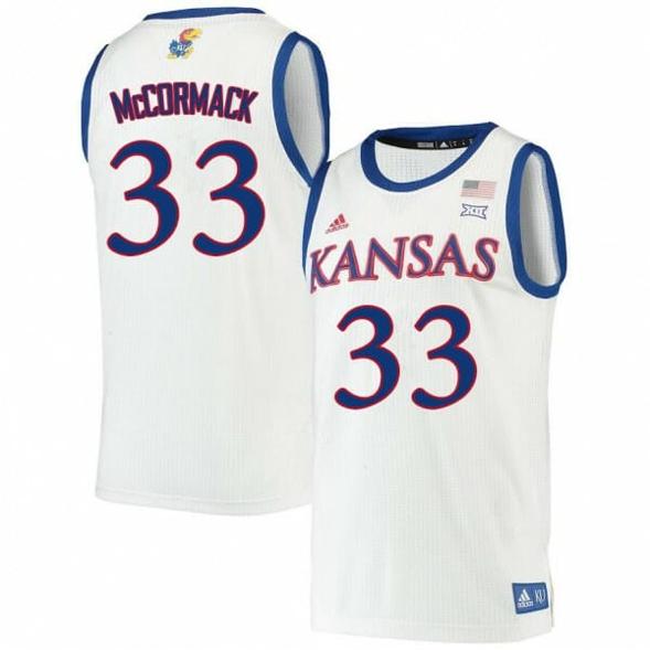 Men's Mens Jayhawks #33 David McCormack Jersey White College Basketball Jerseys