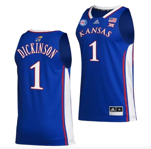 Men's Hunter Dickinson Jersey #1 Kansas Jayhawks College Basketball Blue