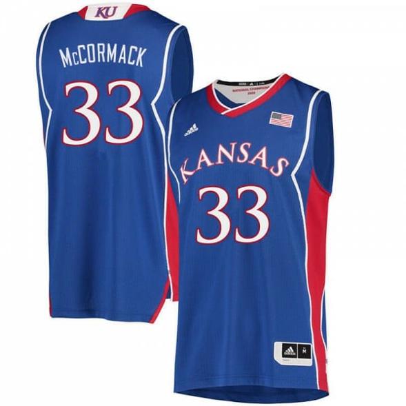 Men's Mens Jayhawks #33 David McCormack Jersey Royal College Basketball Jerseys