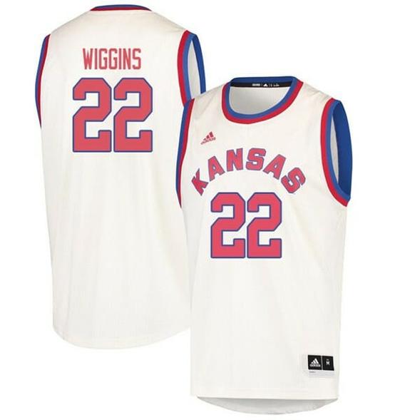 Men's Men's Jayhawks #22 Andrew Wiggins Jersey Cream College Basketball Jerseys