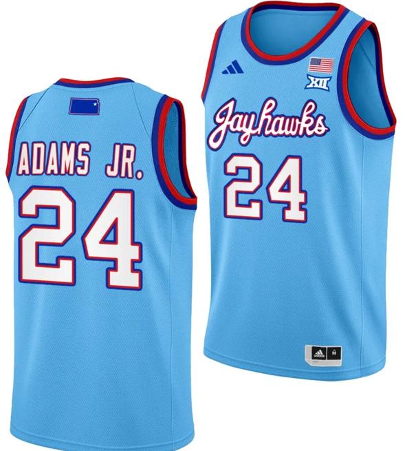 Men's KJ Adams Jr Jersey #24 Kansas Jayhawks Basketball DRIP Alternate 2023-24 Baby Blue