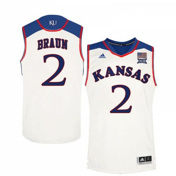 Men's Mens Kansas #2 Christian Braun Jersey White High School College Basketball Jerseys