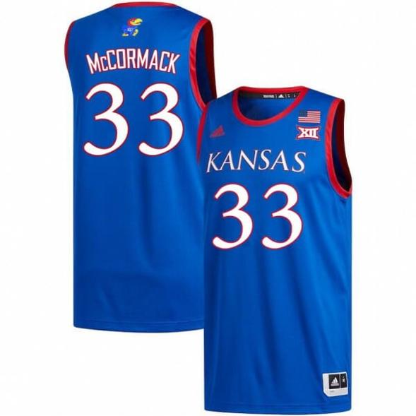 Men's Mens Jayhawks #33 David McCormack Jersey Royal University College Basketball Jerseys