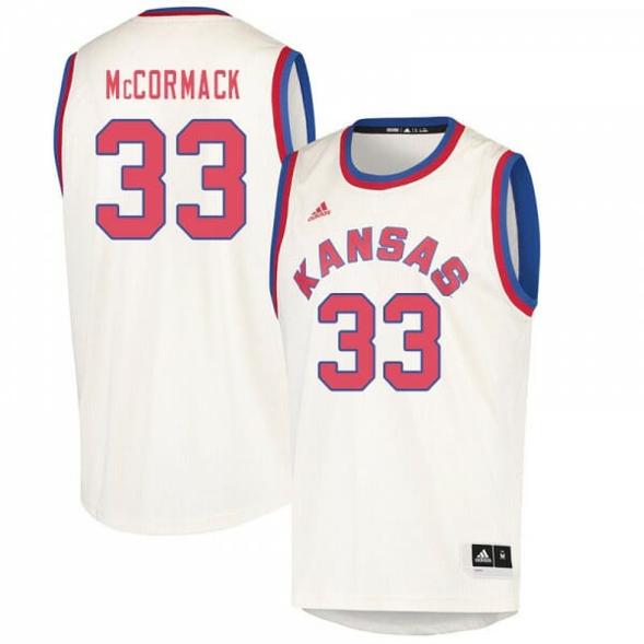 Men's Mens Jayhawks #33 David McCormack Jersey Cream University College Basketball Jerseys