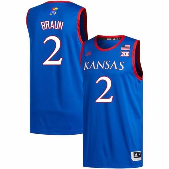 Men's Mens Kansas #2 Christian Braun Jersey Royal Stitched College Basketball Jerseys