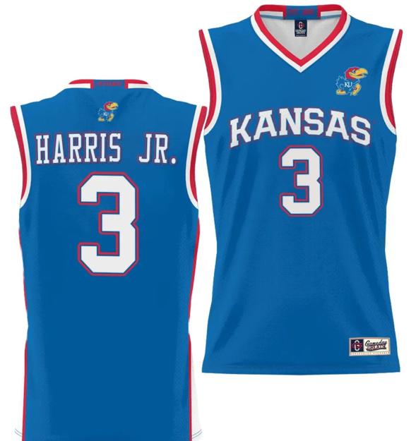 Men's Dajuan Harris Jr Jersey #3 Kansas Jayhawks NIL College Basketball Lightweight Royal