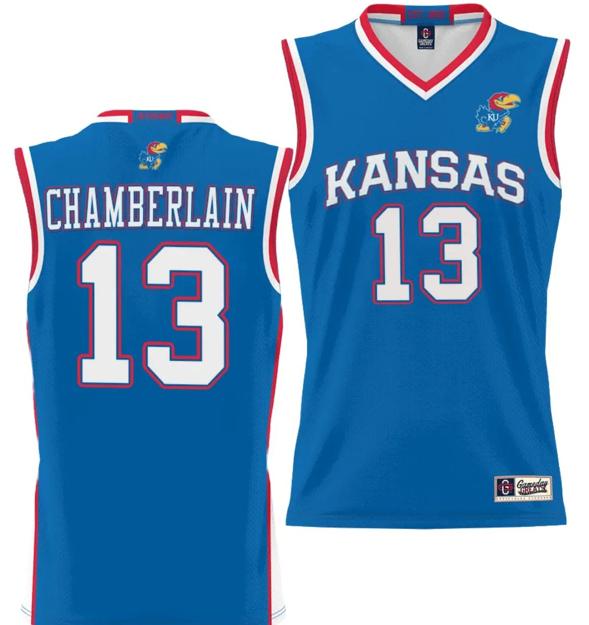 Men's Wilt Chamberlain Jersey #13 Kansas Jayhawks NIL College Basketball Lightweight Royal