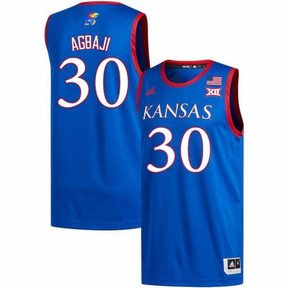 Men's Men Kansas Jayhawks #30 Ochai Agbaji Jersey Royal Embroidery College Basketball Jerseys