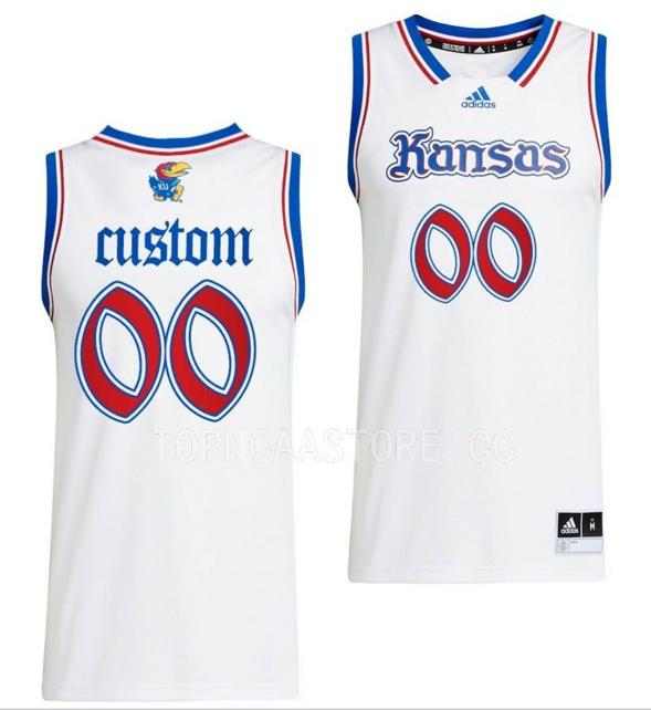 Men's Custom Kansas Jayhawks Jersey Name and Number College Basketball White Swingman