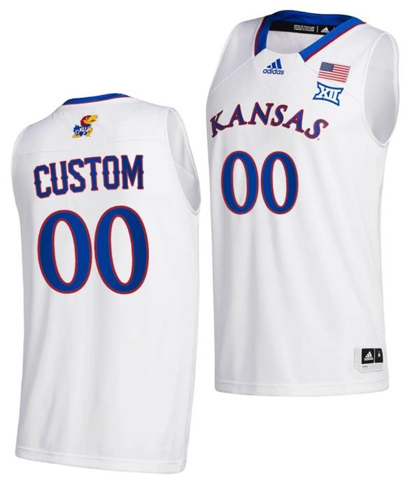 Men's Custom Kansas Jayhawks Jersey Name and Number College Basketball White Home