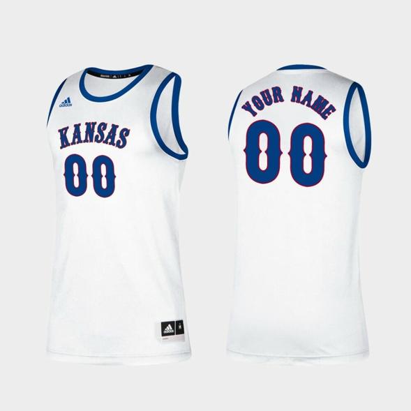 Men's Custom Name Number Kansas Jayhawks White Classic College Basketball Jersey