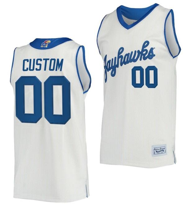 Men's Custom Kansas Jayhawks Jersey Name and Number College Basketball Commemorative Classic Cream