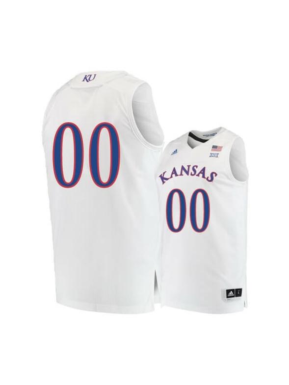 Men's Custom Kansas Jayhawks Jersey College Basketball Name and Number White 1