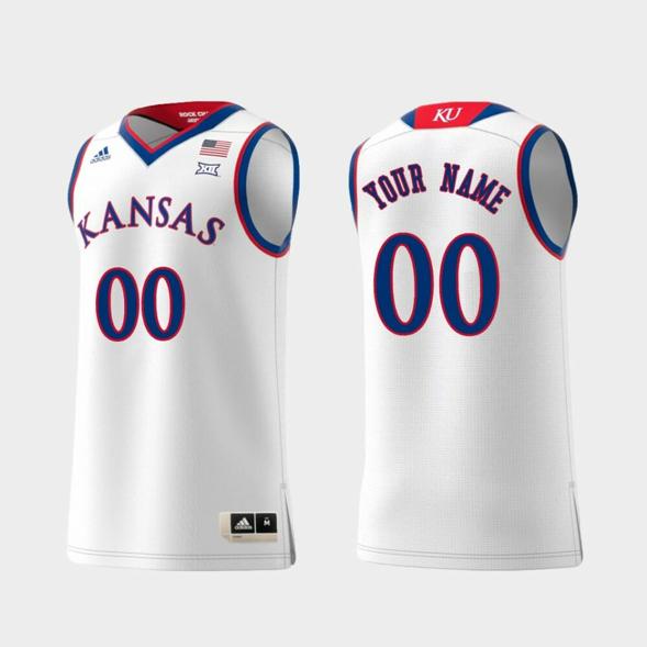 Men's Custom Name Number Kansas Jayhawks White Replica Swingman College Basketball Jersey