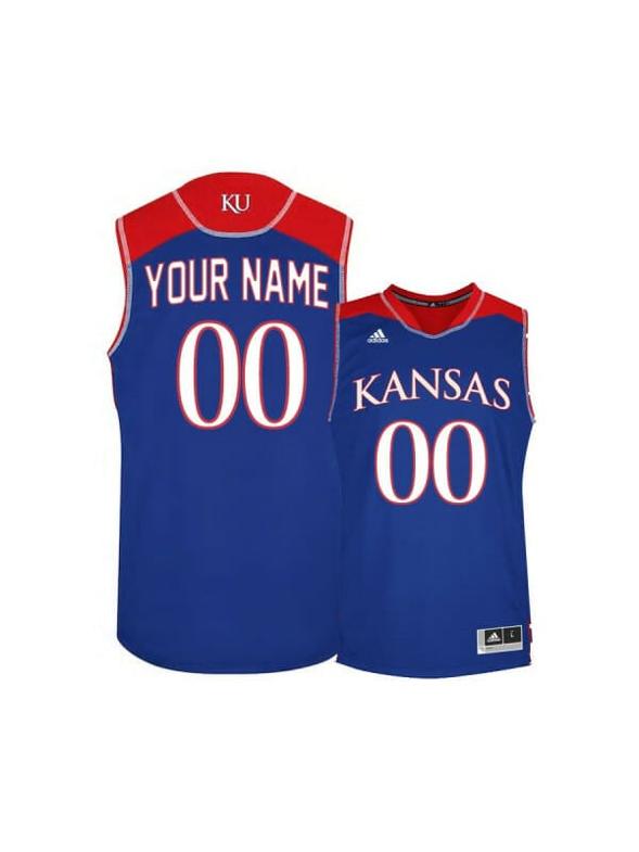 Men's Custom Kansas Jayhawks Jersey College Basketball Name and Number Blue