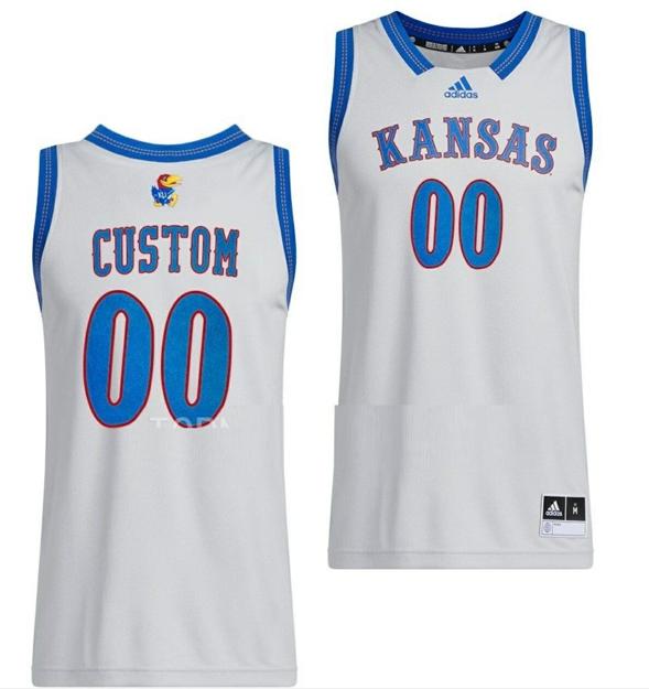 Men's Custom Kansas Jayhawks Jersey Name and Number College Basketball Gray Swingman