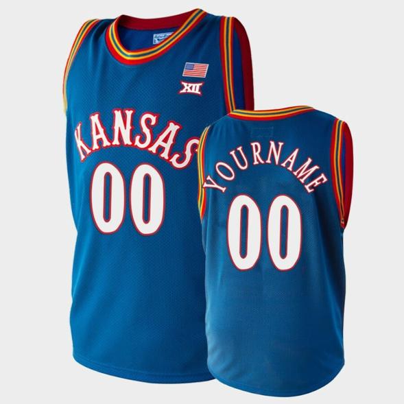 Men's Kansas Jayhawks Custom Name Number Royal College Basketball Jersey