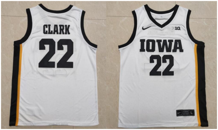 Men's Caitlin Clark Jersey #22 Iowa Hawkeyes College Basketball Stitched White