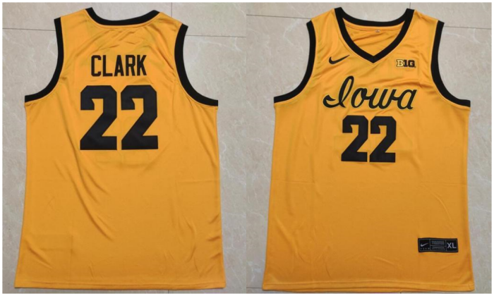 Men's Caitlin Clark Jersey #22 Iowa Hawkeyes College Basketball Stitched Yellow