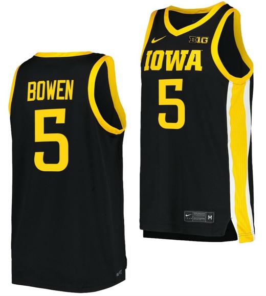 Men's Dasonte Bowen Jersey Iowa Hawkeyes College Basketball Black #5