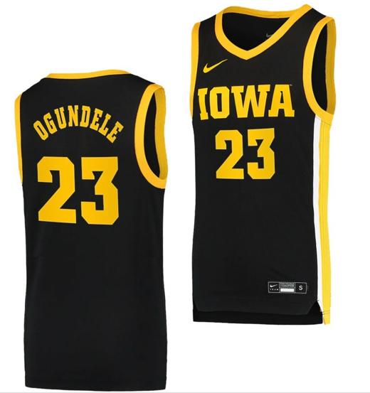 Men's Josh Ogundele Jersey Iowa Hawkeyes College Basketball Black Swingman #23