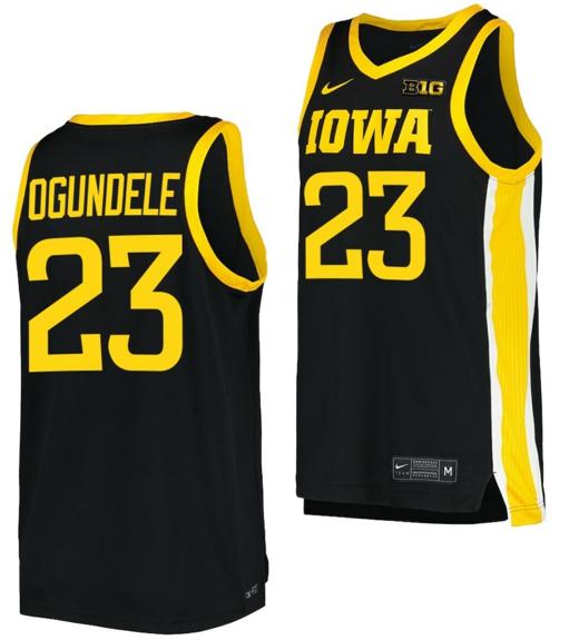 Men's Josh Ogundele Jersey Iowa Hawkeyes College Basketball Black #23