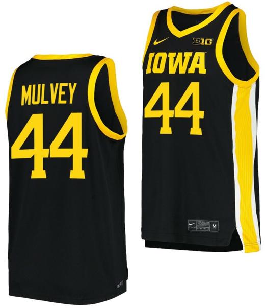 Men's Riley Mulvey Jersey Iowa Hawkeyes College Basketball Black #44