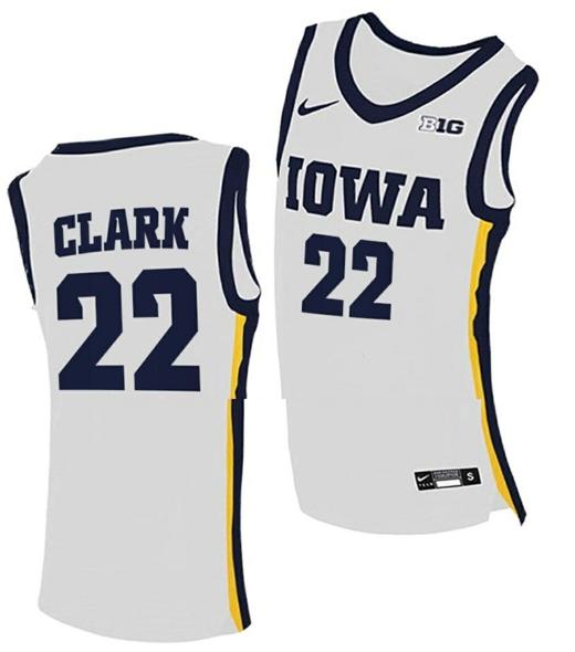 Men's Caitlin Clark Jersey Iowa Hawkeyes College Basketball White #22