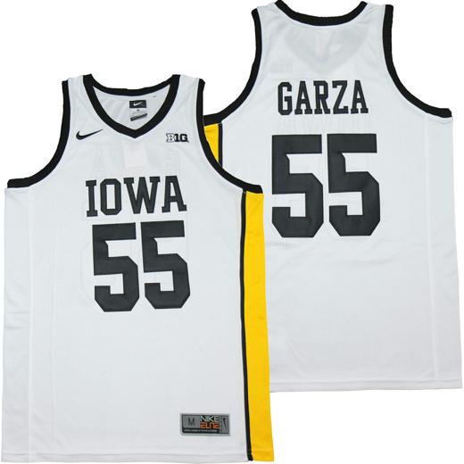 Men's Iowa Hawkeyes #55 Garza NCAA Basketball Jersey White