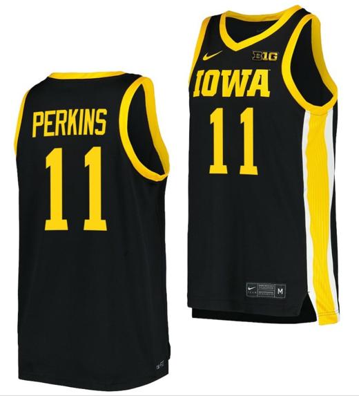 Men's Tony Perkins Jersey Iowa Hawkeyes College Basketball Black #11