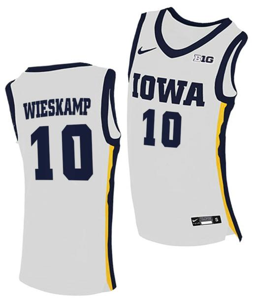 Men's Joe Wieskamp Jersey Iowa Hawkeyes College Basketball White #10