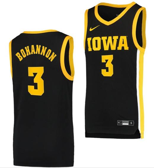 Men's Jordan Bohannon Jersey Iowa Hawkeyes College Basketball Black Swingman #3