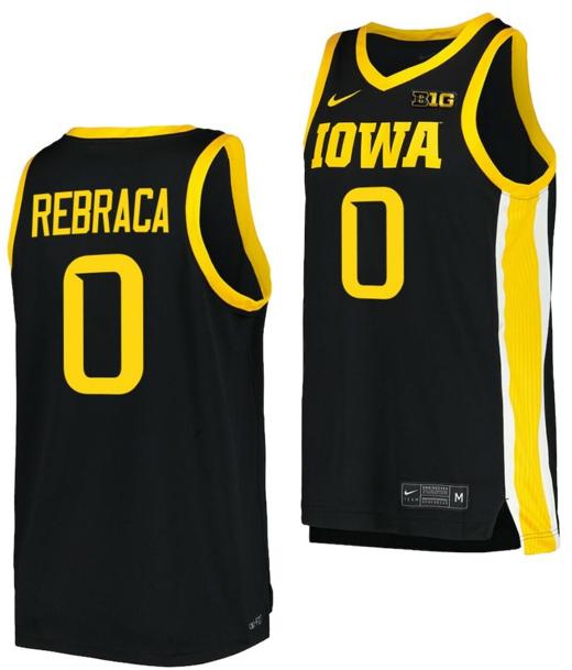 Men's Filip Rebraca Jersey Iowa Hawkeyes College Basketball Black #0