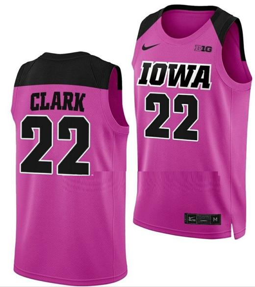 Men's Caitlin Clark Jersey Iowa Hawkeyes College Basketball Pink #22