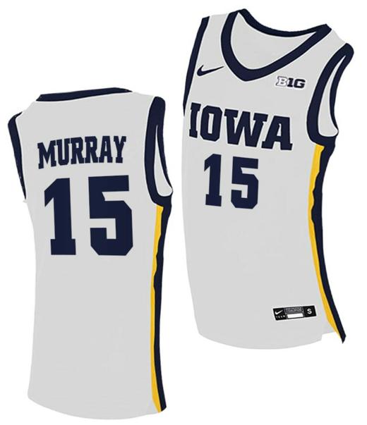 Men's Keegan Murray Jersey Iowa Hawkeyes College Basketball White #15