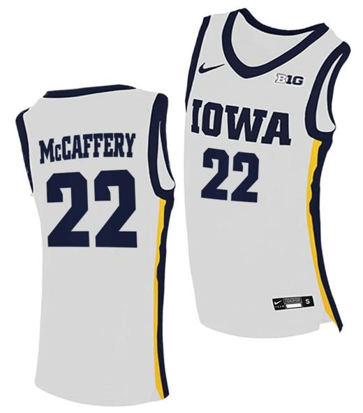 Men's Patrick McCaffery Jersey Iowa Hawkeyes College Basketball White #22