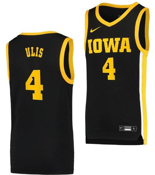 Men's Ahron Ulis Jersey Iowa Hawkeyes College Basketball Black Swingman #4