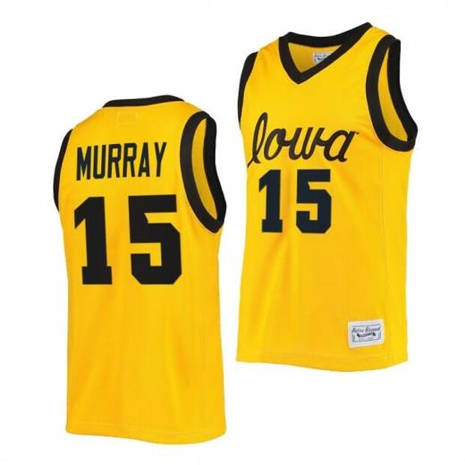 Men's Keegan Murray Jersey #15 Iowa Hawkeyes Commemorative Classic Gold 2022 College Basketball