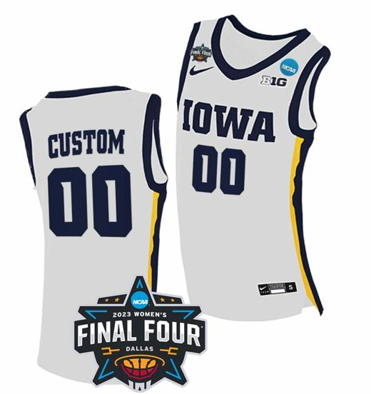 Men's Custom Iowa Hawkeyes Jersey Name and Number College Basketball 2023 NCAA Final Four White