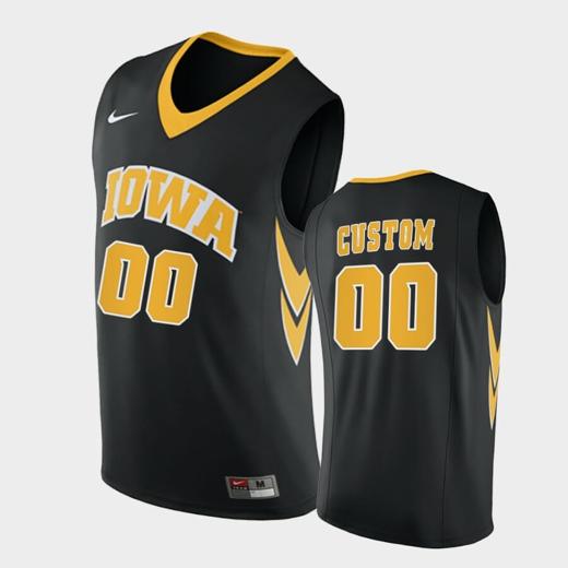 Men's Iowa Hawkeyes Custom Name Number Black Replica College Basketball Jersey