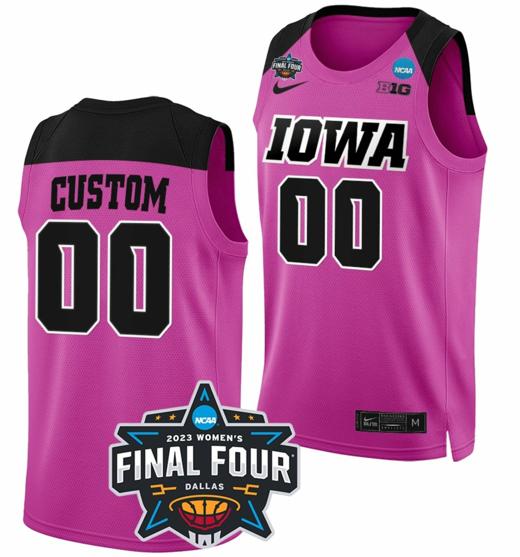 Men's Custom Iowa Hawkeyes Jersey Name and Number College Basketball 2023 NCAA Final Four Pink