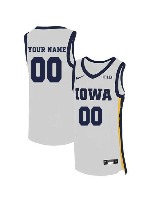 Men's Custom Iowa Hawkeyes Jersey Name And Number College Basketball Elite White