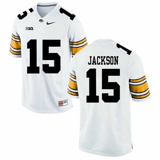 Men's Iowa Hawkeyes #15 Alaric Jackson NCAA College Football Jersey White