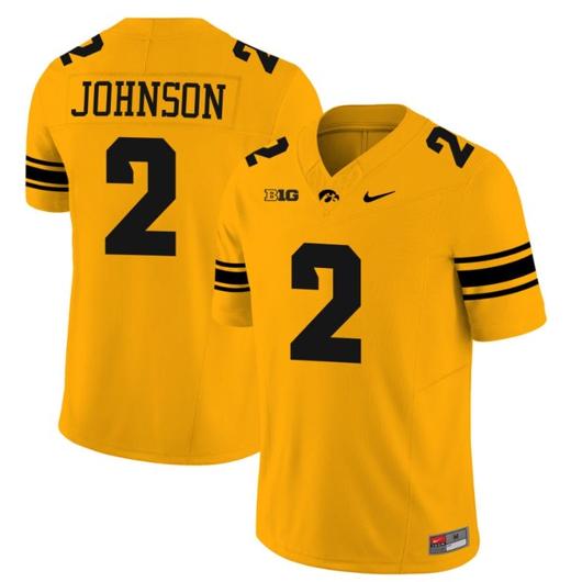 Men's Kaleb Johnson Jersey #2 Iowa Hawkeyes Vapor Limited College Football Gold