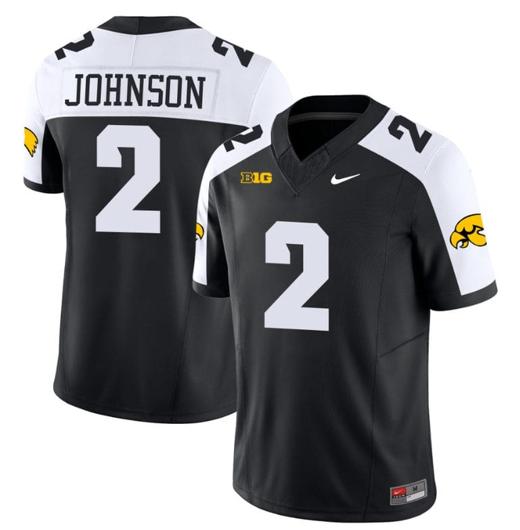 Men's Kaleb Johnson Jersey #2 Iowa Hawkeyes Vapor Limited College Football Black Alternate