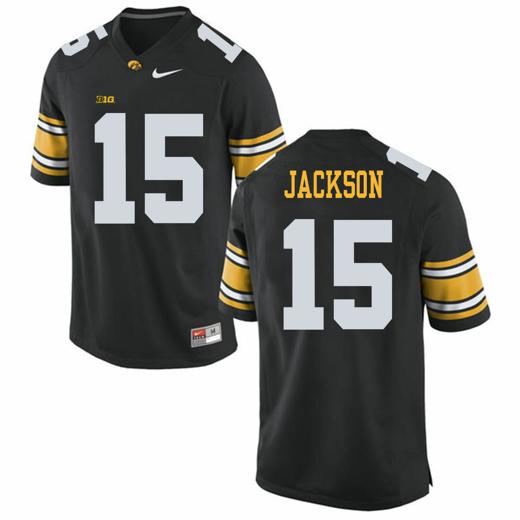 Men's Iowa Hawkeyes #15 Alaric Jackson NCAA College Football Jersey Black