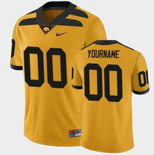 Men's Custom Iowa Hawkeyes Jersey Gold College Football Alternate Game